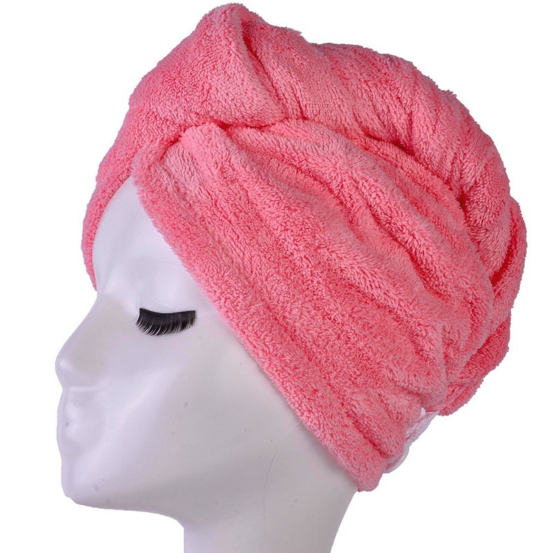 YYXR Microfiber Hair Drying Towel Ultra Absorbent Twist Hair Turban Drying Cap Hair Wrap (Rose) - Image 4